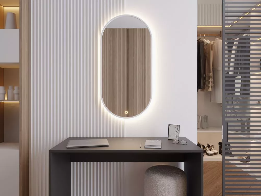 Spogulis Arducati A ar LED · Balts · 50 × 2.5 × 100 cm