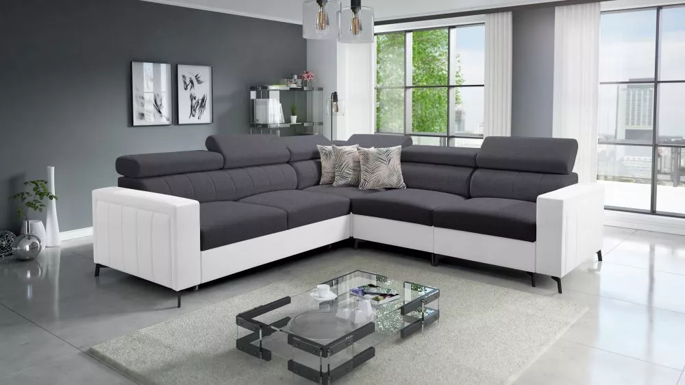 Dīvāns Baltico 4 Standard · Grafīts + balts · 275 × 275 × 83 cm