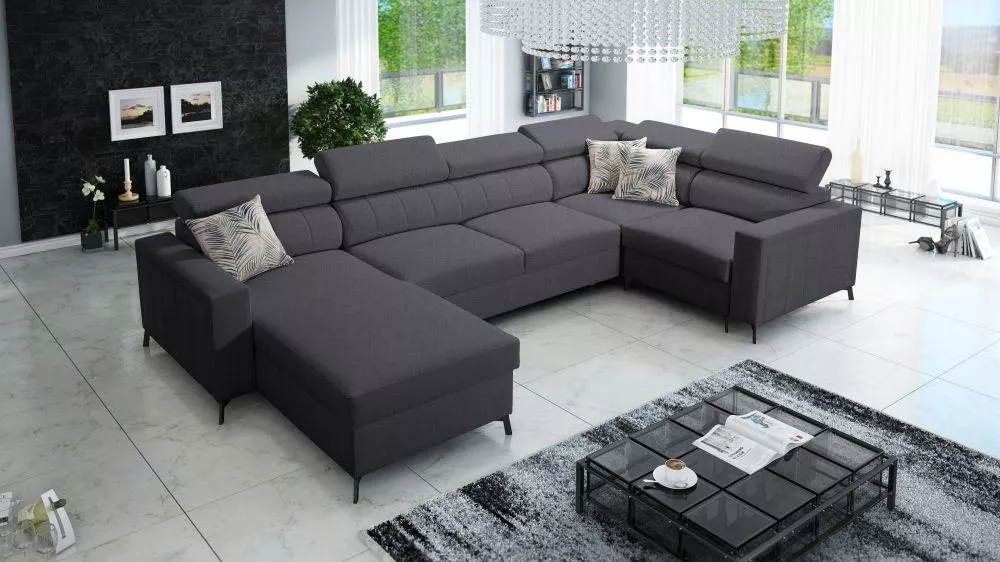 Dīvāns Baltico 5 Maxi Premium Standard · Grafīts · 198 × 351 × 83 cm