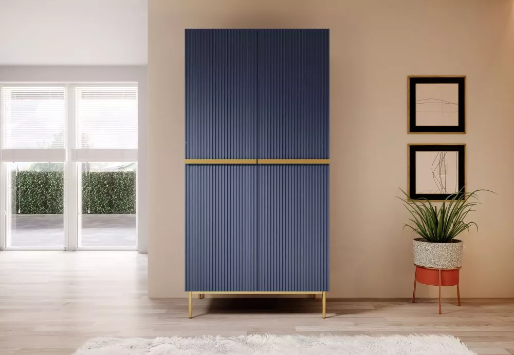 Skapis Nicole SZ100 2D2SZ Gold · Zils · 100 × 62 × 220 cm