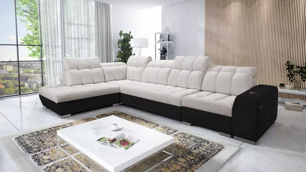 Dīvāns Pagano 11 Premium Standard · Bēšs + melns · 225 × 360 × 83 cm