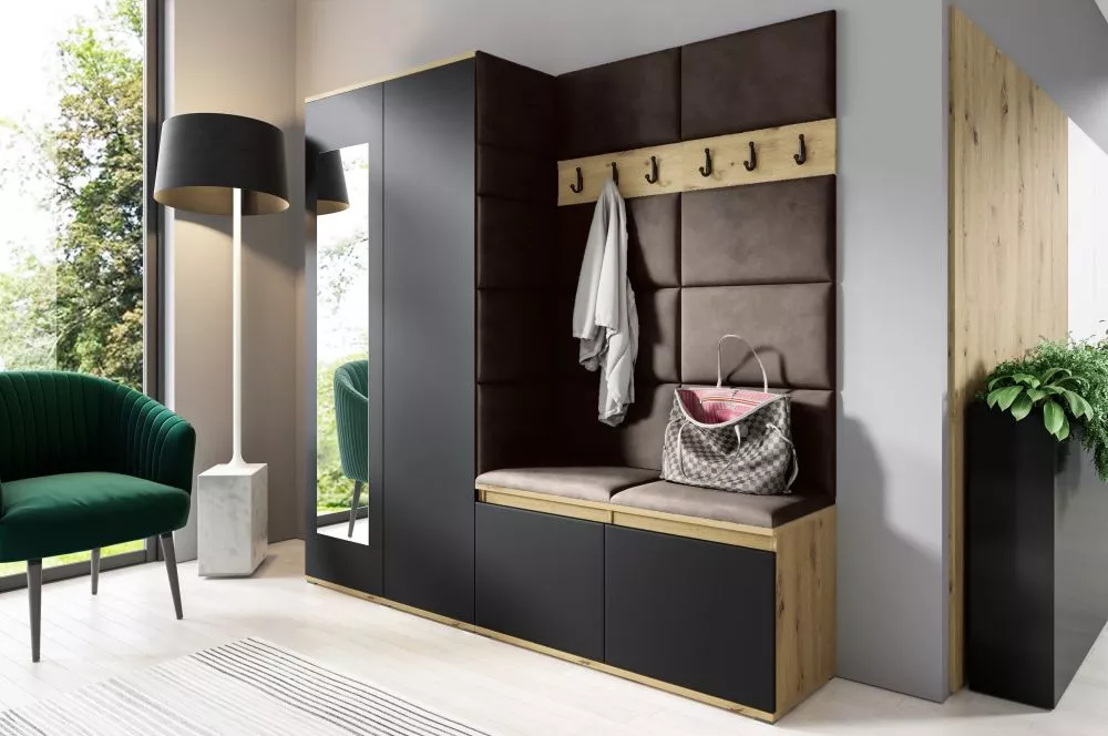 Apavu plaukts Emi 8 Trinity Korpusa krāsa: ozols artisan + melns, · 190 × 185 × 40 cm
