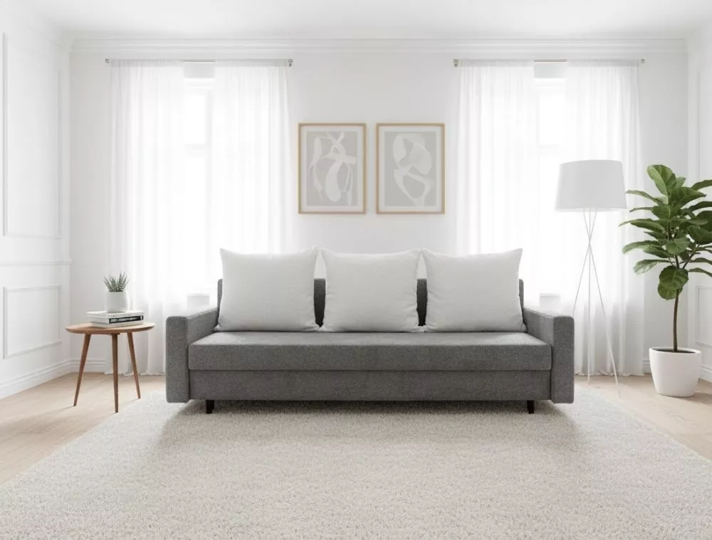 Dīvāns Kelly 3S Standard · Pelēks + krēma · 94 × 223 × 89 cm