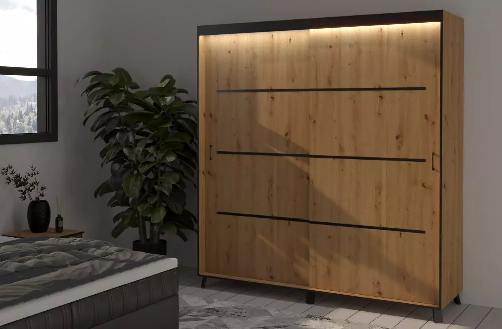 Skapis Berke ar LED · Ozols artisan · 200 × 61 × 215 cm