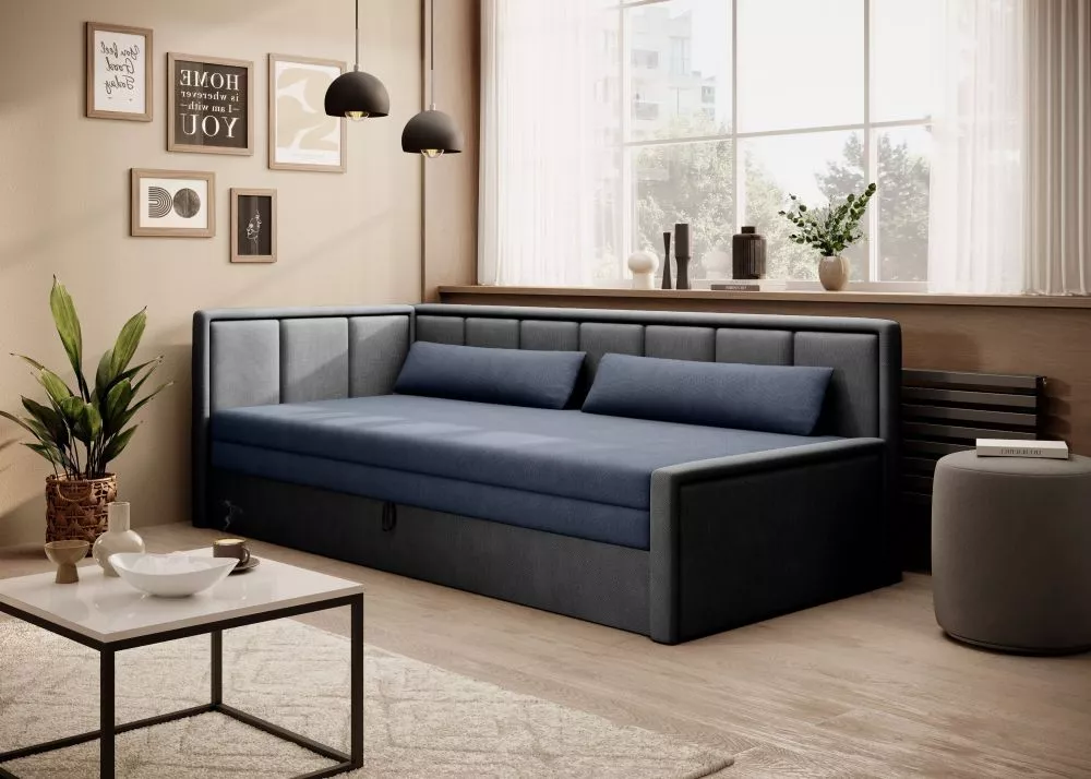 Dīvāns Fulgeo standard · Zils + tumši pelēks · 82 × 214 × 77 cm