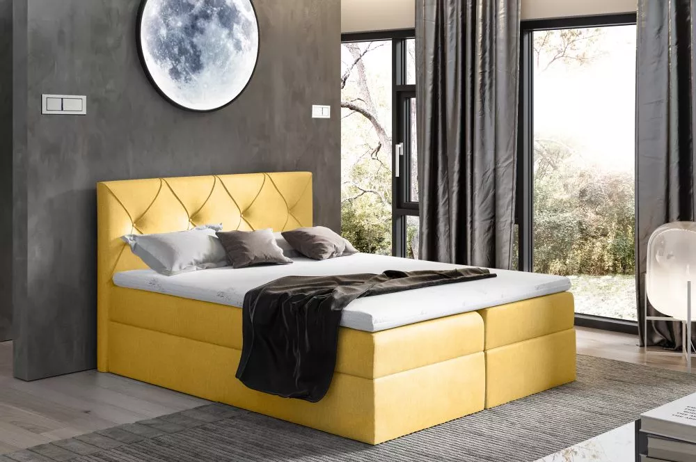 Gulta Crystal Boxspring Premium Standard Guļamvietas platums: 180 cm, Guļamvietas garums: 200 cm, · Dzeltens · 184 × 208