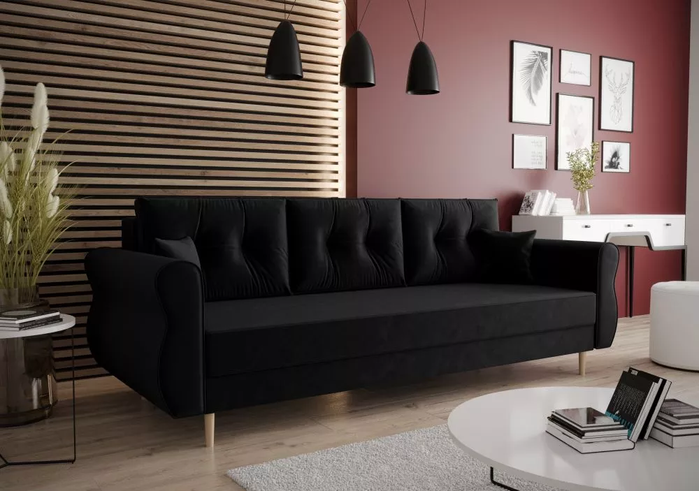 Dīvāns Apollo Sofa standard · Melna · 75 × 225 × 90 cm