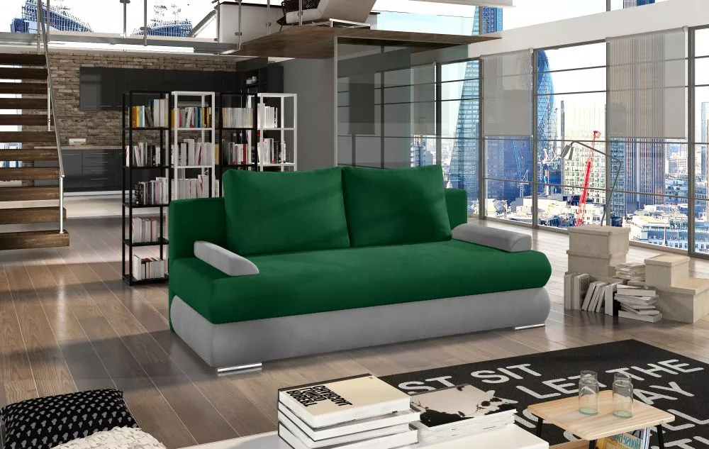 Dīvāns Milo Premium standard · Zaļš + gaiši pelēks · 95 × 213 × 90 cm