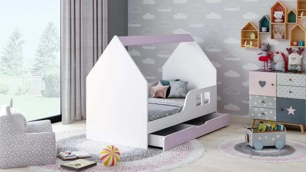 Bērnu gulta House 2 Comfort ar stelāžu Guļamvietas platums: 70 cm, Guļamvietas garums: 140 cm, · 74.5 × 145 × 106 cm