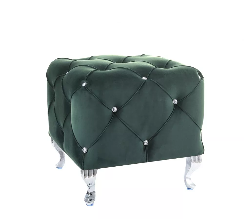 Pufs Hestia K Velvet Auduma numurs: Bluvel 78, · Zaļš · 50 × 46 × 50 cm