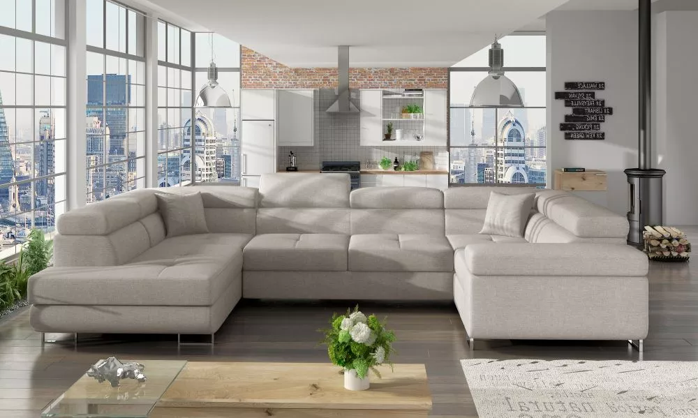 Dīvāns Letto Lux standard · Gaiši pelēks · 202 × 340 × 90 cm