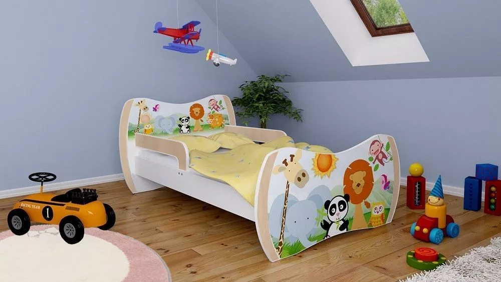 Bērnu gulta Dream L05 180x90 DM03 ar stelāžu Guļamvietas platums: 90 cm, Guļamvietas garums: 180 cm, · 114 × 184 × 71 cm