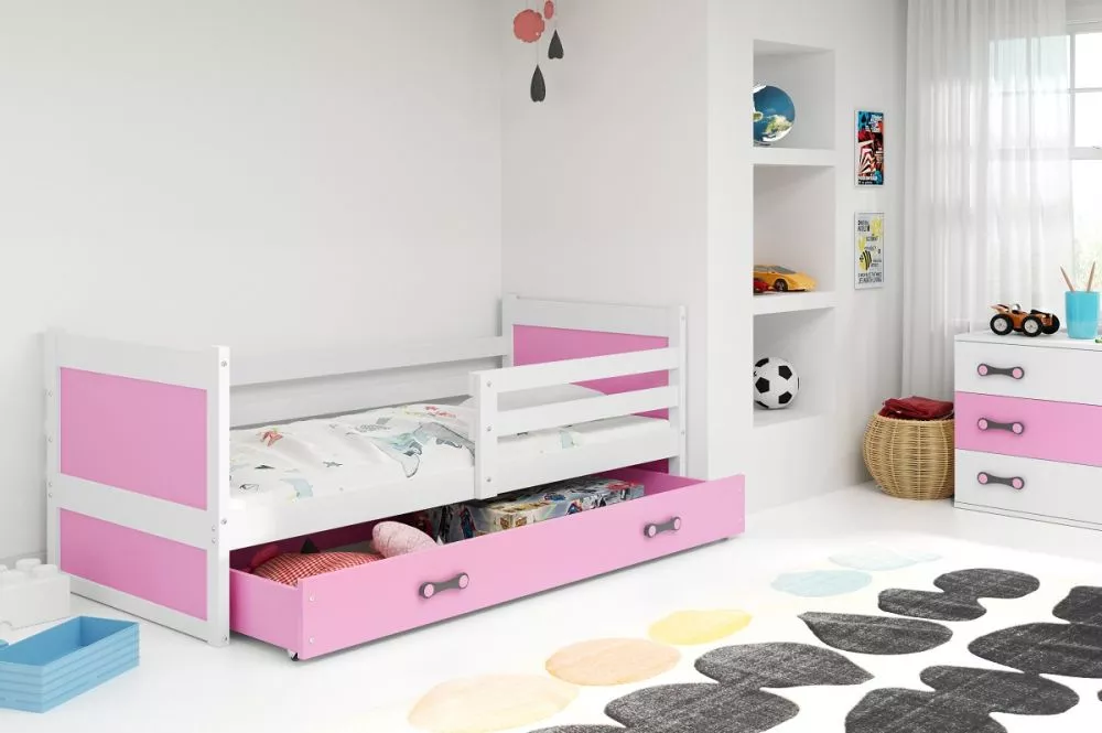 Bērnu gulta Rico Single White ar stelāžu Guļamvietas platums: 90 cm, Guļamvietas garums: 200 cm, · 97 × 205 × 73 cm