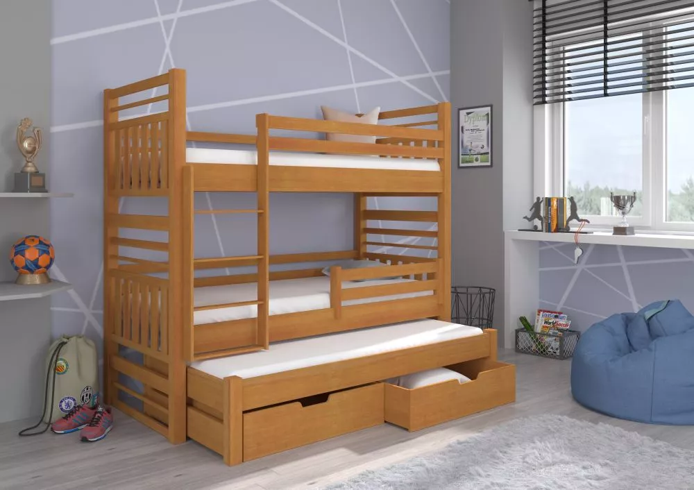 Bērnu gulta Hipolit ar stelāžām Kāpņu puse: Pa labi, Guļamvietas platums: 80 cm, Guļamvietas garums: 180 cm, · 87 × 190 