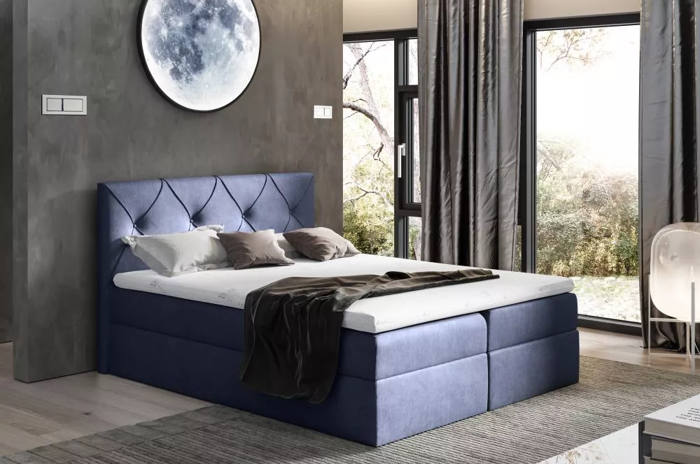Gulta Crystal Boxspring Premium Standard Guļamvietas platums: 160 cm, Guļamvietas garums: 200 cm, · Zils · 164 × 208 × 1
