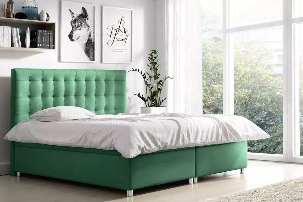 Gulta Bella Boxspring Premium Standard Guļamvietas platums: 120 cm, Guļamvietas garums: 200 cm, · Zaļš · 120 × 213 × 130