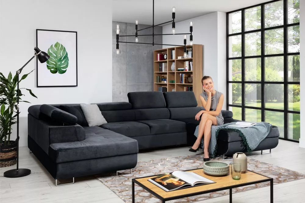 Dīvāns Annabelle U 2 Standard · Antracīts · 201 × 343 × 76 cm