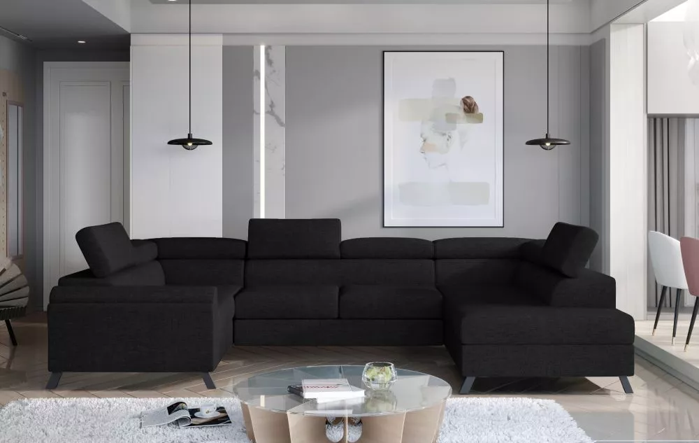 Dīvāns Escada standard · Melns · 200 × 336 × 76 cm