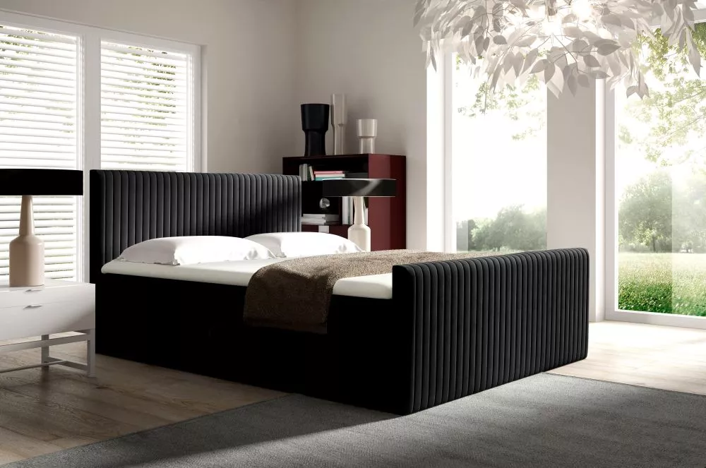 Gulta Polaris Boxspring Standard Guļamvietas platums: 160 cm, Guļamvietas garums: 200 cm, · Melns · 164 × 214 × 103 cm