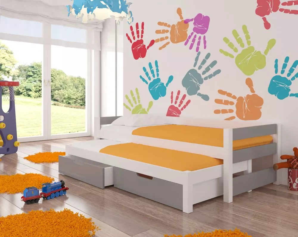 Bērnu gulta Fraga ar stelāžām Guļamvietas platums: 90 cm, Guļamvietas garums: 200 cm, · 97 × 206 × 65 cm