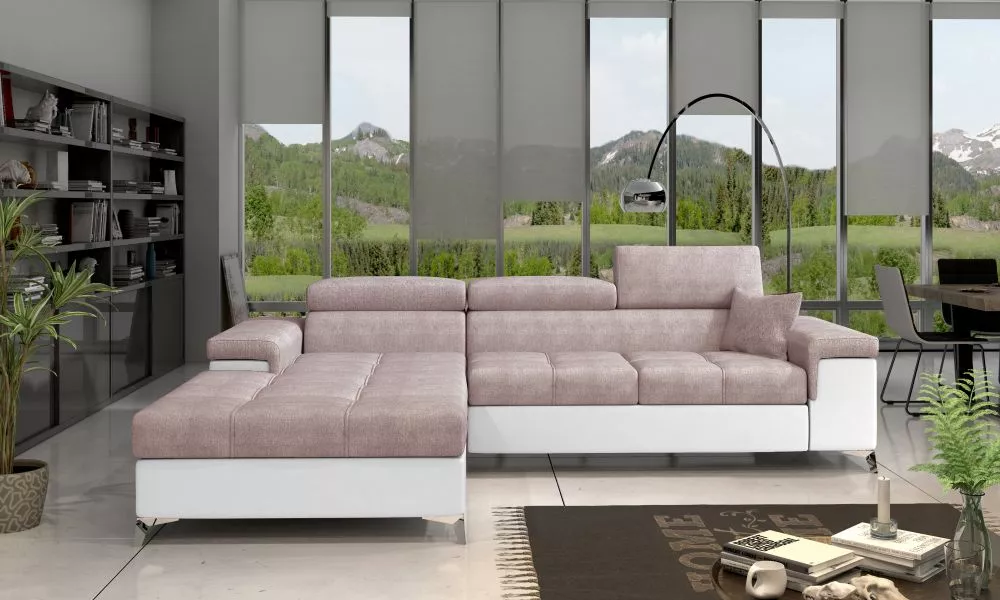 Dīvāns Ricardo Lux Standard · Rozā + balts · 205 × 280 × 90 cm