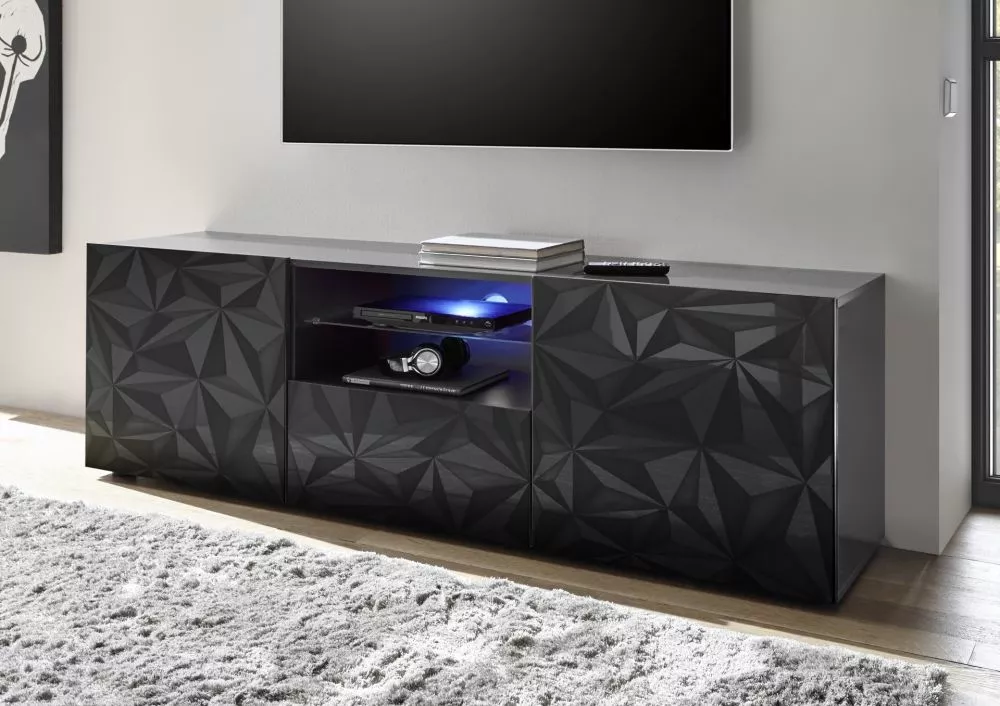 TV tumba Prisma 02 ar LED · Antracīts · 181 × 42 × 57 cm