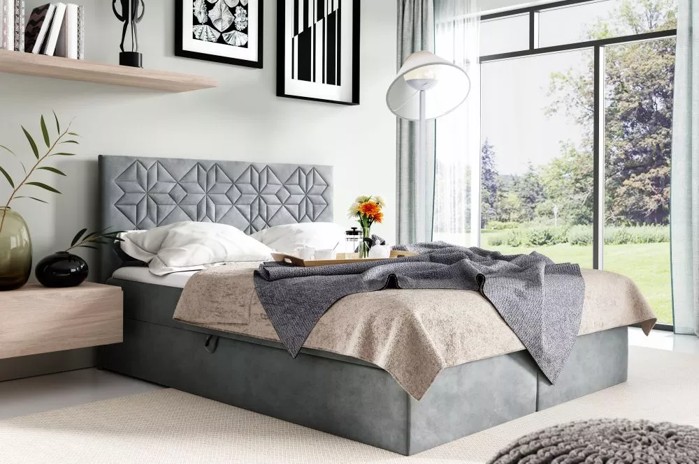 Gulta Box 1 Comfort Boxspring Standard Guļamvietas platums: 160 cm, Guļamvietas garums: 200 cm, · Pelēks · 164 × 208 × 1