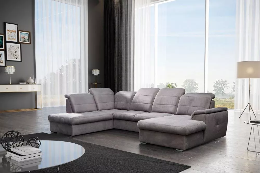 Dīvāns Bergamo U Corner standard · Pelēks · 199 × 320 × 87 cm