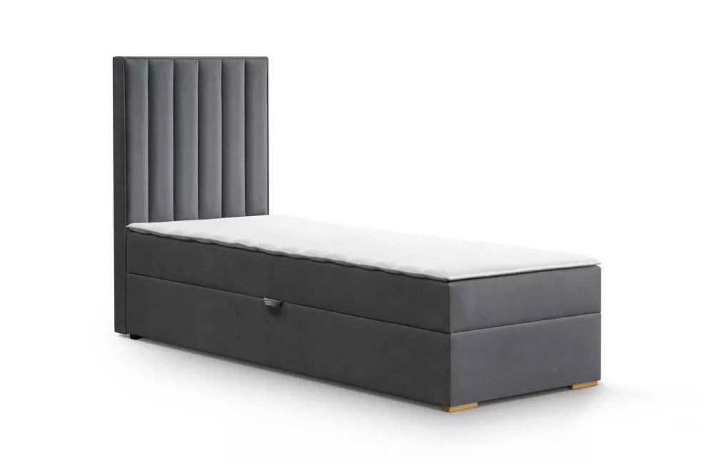 Gulta Malaga 90x200 Standard Guļamvietas platums: 90 cm, Guļamvietas garums: 200 cm, · Tumši pelēks · 90 × 210 × 140 cm