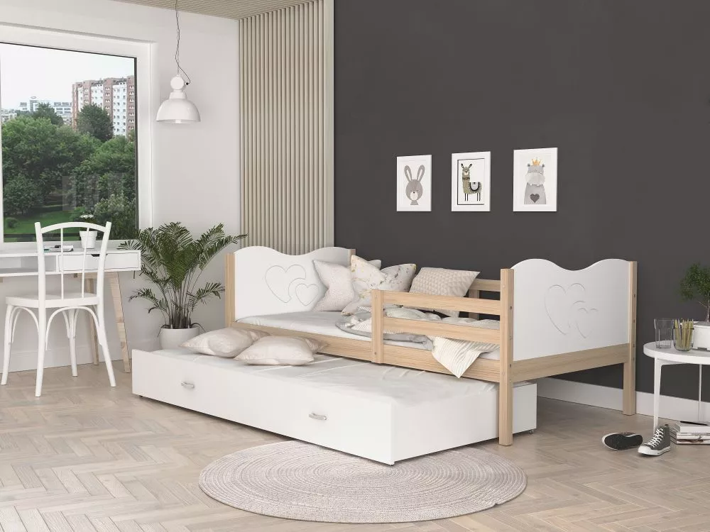 Bērnu gulta Max P2 80x190 ar stelāžām Guļamvietas platums: 80 cm, Guļamvietas garums: 190 cm, · 86 × 198 × 74 cm