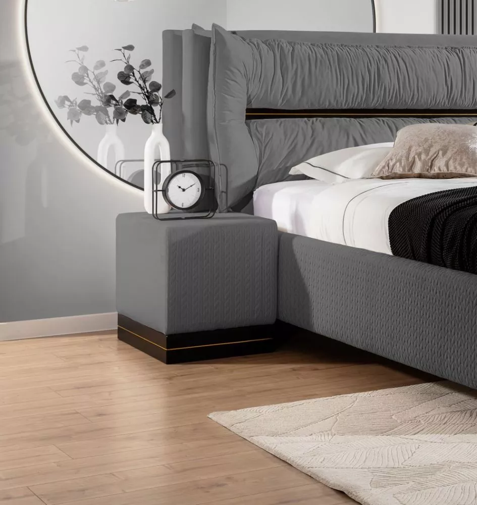 Pufs Tuluza Velvet Auduma numurs: Magic Velvet 2271 / Magic Velvet Deluxe 2271, · Tumši pelēks · 63 × 49 × 43 cm