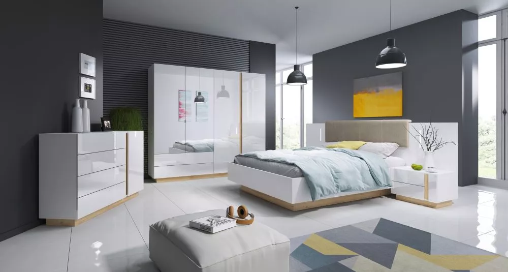 Gulta Arco N+O LED ar stelāžu Guļamvietas platums: 160 cm, Korpusa krāsa: balts, Guļamvietas garums: 200 cm, stelāžas ti