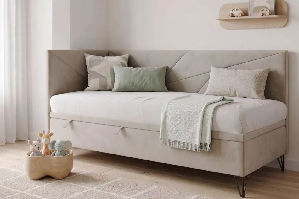 Gulta Geometric 1R Standard Guļamvietas platums: 80 cm, Guļamvietas garums: 200 cm, · Bēšs · 85 × 206 × 102 cm