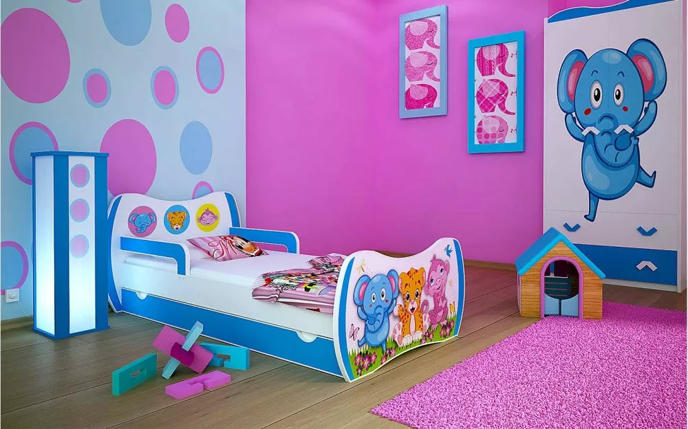 Bērnu gulta Dream L06 180x90 DM04 ar stelāžu Guļamvietas platums: 90 cm, Guļamvietas garums: 180 cm, · 114 × 184 × 71 cm