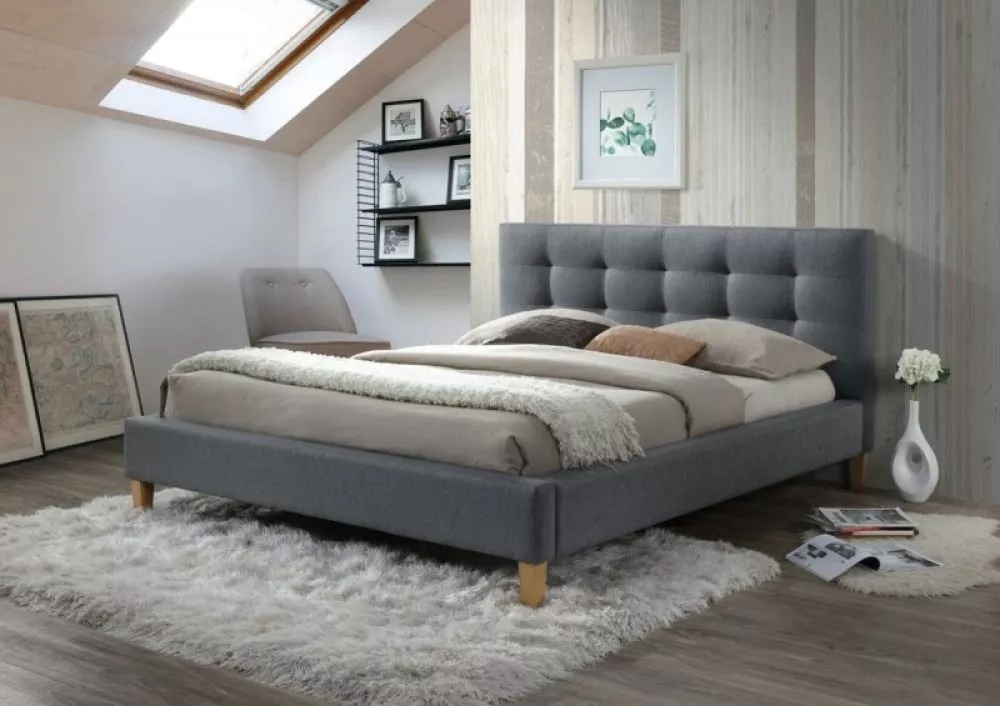 Gulta Texas ar stelāžu Guļamvietas platums: 160 cm, Guļamvietas garums: 200 cm, stelāžas tips: koka, · Pelēks · 179 × 22