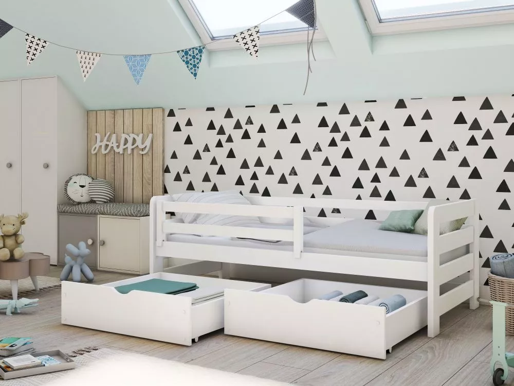 Bērnu gulta Ergo ar stelāžu Guļamvietas platums: 80 cm, Guļamvietas garums: 200 cm, · Balts · 87 × 208 × 77 cm