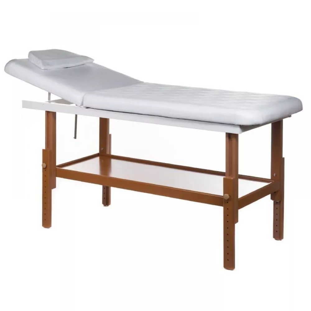 Kosmetologu kušete BD-8240B Elementu krāsa: gaišais rieksts, Sēdekļa platums: 68 cm, · Balts · 186 × 60 cm