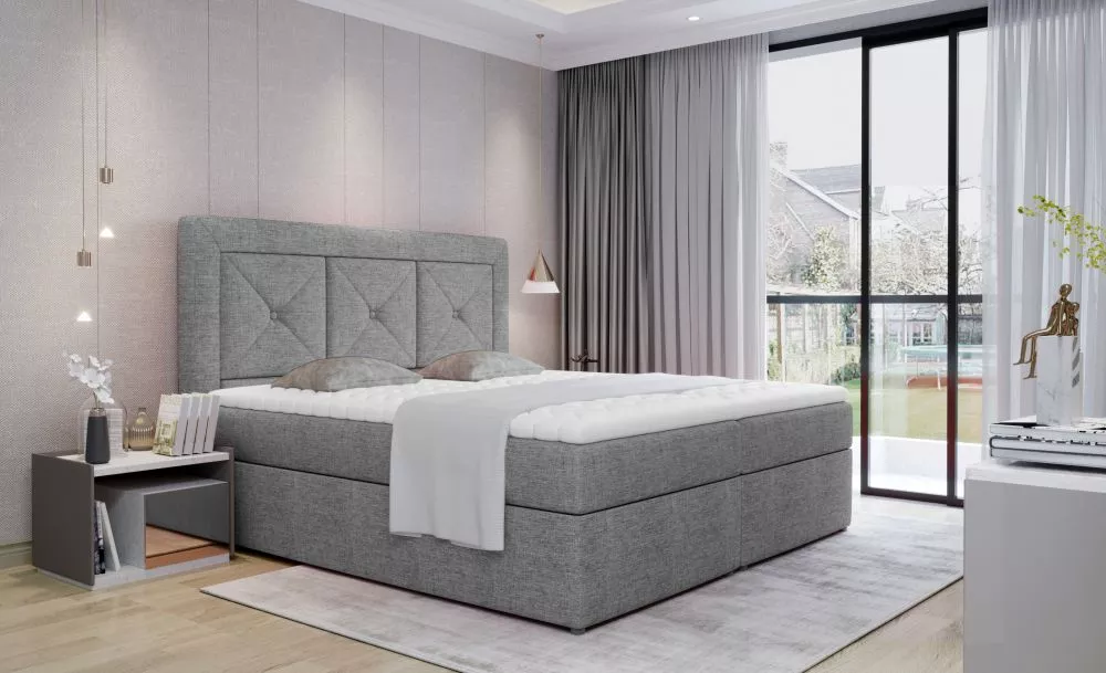 Gulta Idris Boxspring standard Guļamvietas platums: 160 cm, Guļamvietas garums: 200 cm, · Pelēks · 160 × 215 × 115 cm