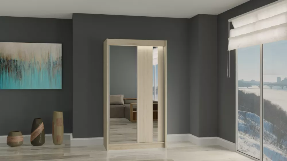 Skapis Gracja ar LED · Sonoma · 120 × 61 × 216 cm