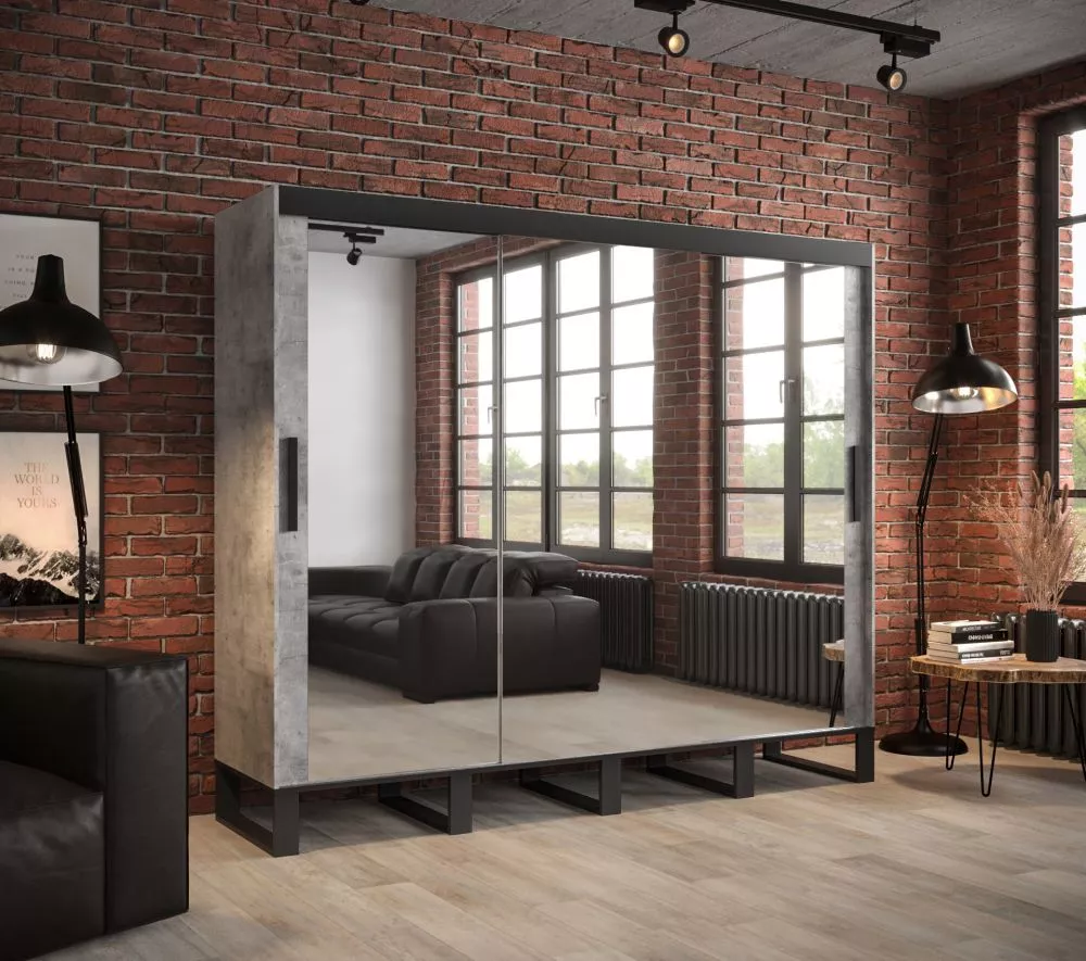 Skapis Loft T3 · Betons · 250 × 62 × 212 cm