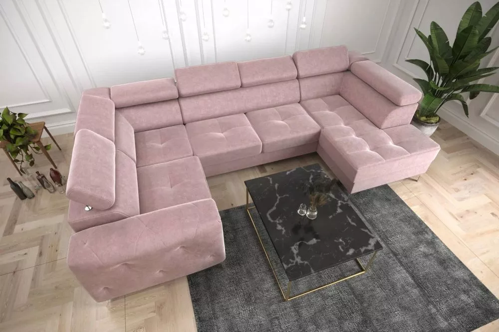 Dīvāns Orion Max 2 standard · Rozā · 185 × 350 × 78 cm