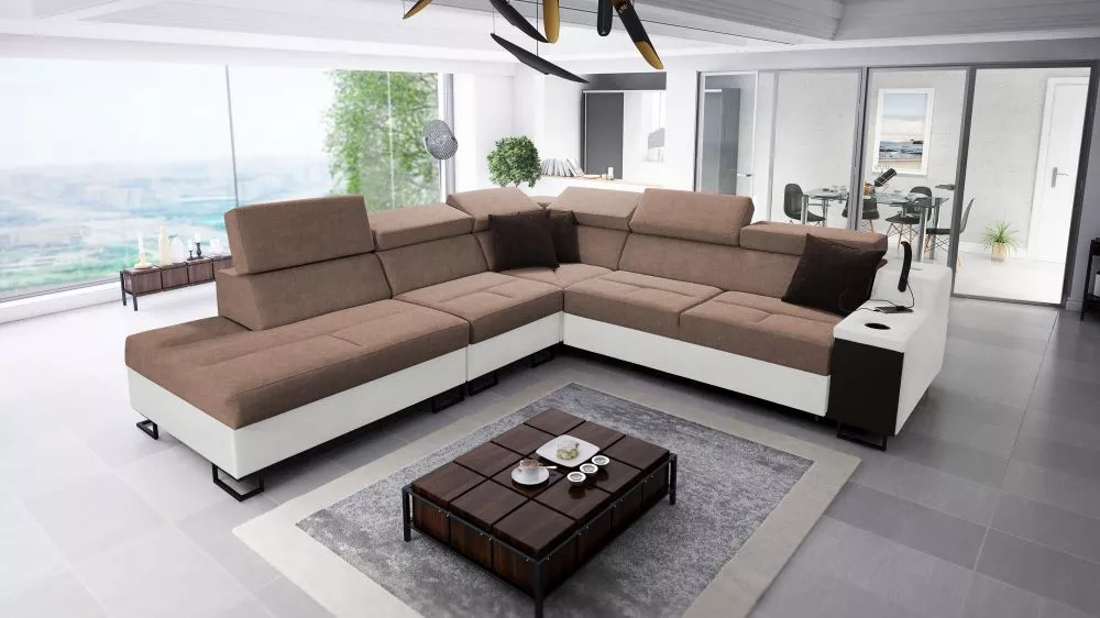 Dīvāns Alicante 9 Standard · Brūns + balts · 287 × 300 × 81 cm