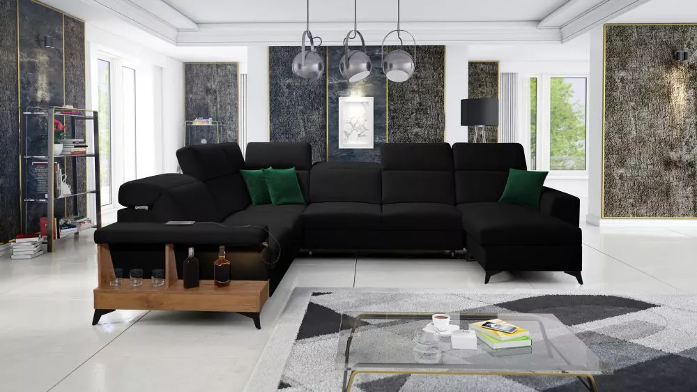 Dīvāns Belutti 8 Lancelot Standard · Melns · 288 × 362 × 84 cm