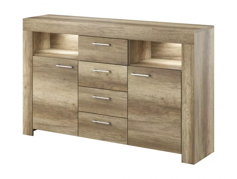 Kumode Sky SK155 ar LED · Ozols pelēks · 155 × 40 × 96 cm