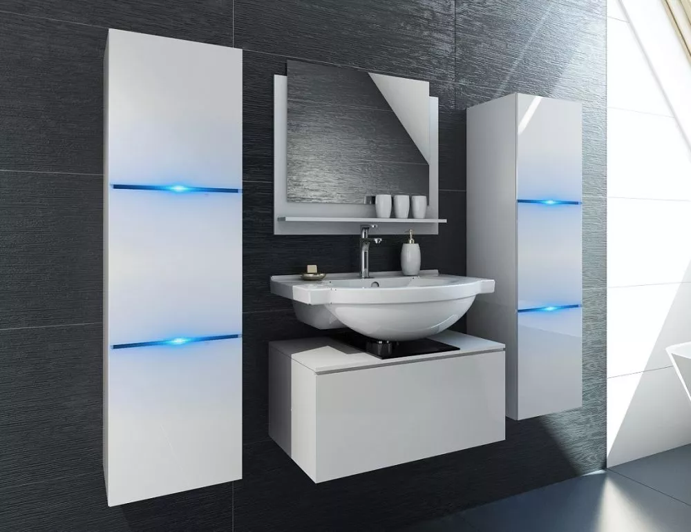 Vannas istabas komplekts Bomber 2 ar LED · Balts · 110 × 120 × 42 cm