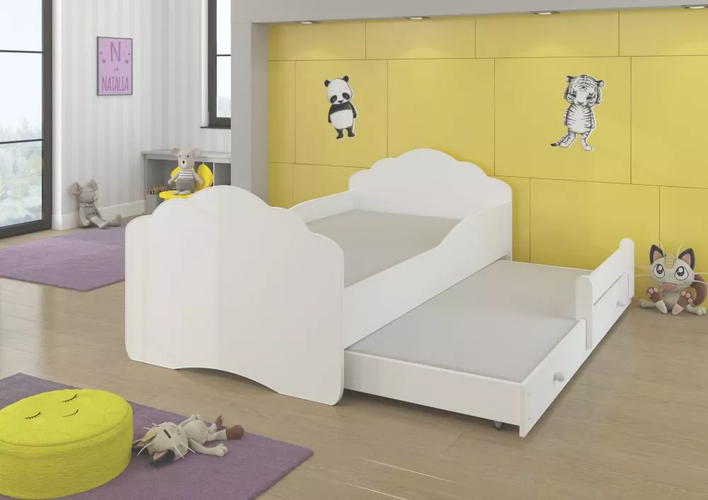 Bērnu gulta Casimo 2 ar stelāžām Guļamvietas platums: 80 cm, Guļamvietas garums: 160 cm, · Balts · 88 × 164 × 63 cm