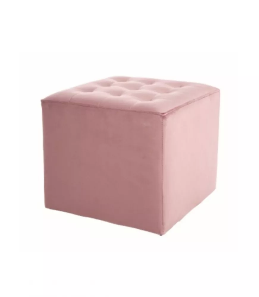 Pufs Lori Velvet Auduma numurs: Bluvel 52, · Rozā · 39 × 34 × 39 cm