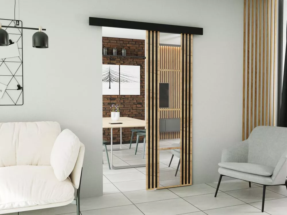 Bīdāmās durvis Empi Mirror · Ozols craft zelts · 66 × 205 cm