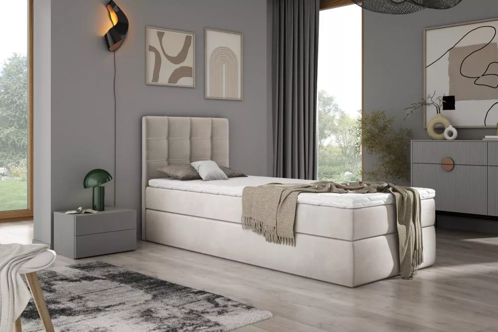 Gulta Adelle Boxspring Standard Guļamvietas platums: 70 cm, Guļamvietas garums: 200 cm, · Bēšs · 70 × 210 × 100 cm