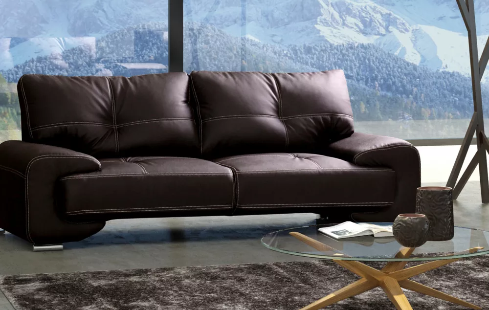 Dīvāns Omega Lux 3 Standard · Tumši brūns · 100 × 230 × 90 cm